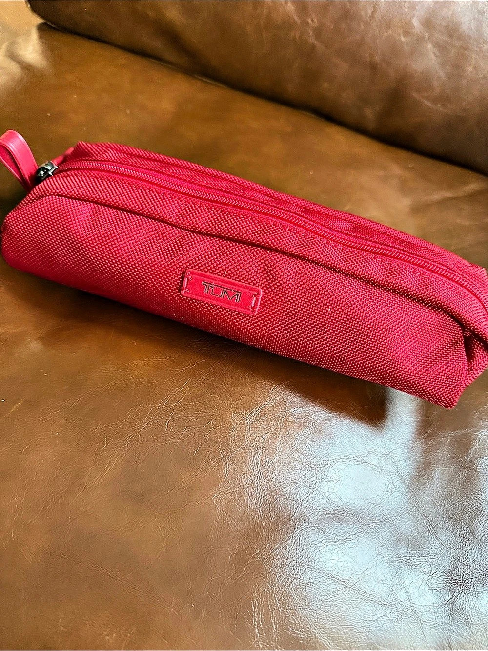 TUMI Red Zipper Pouch Like New
